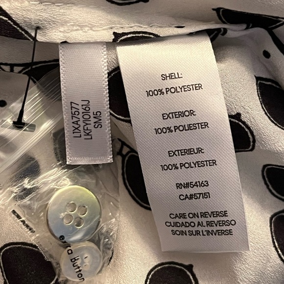 Karl Lagerfeld Long Sleeve Sunglasses Print Blouse Womens M White Button Front - Picture 6 of 7